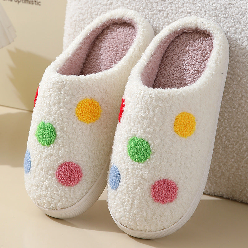 Colorful Circles Plush Slippers