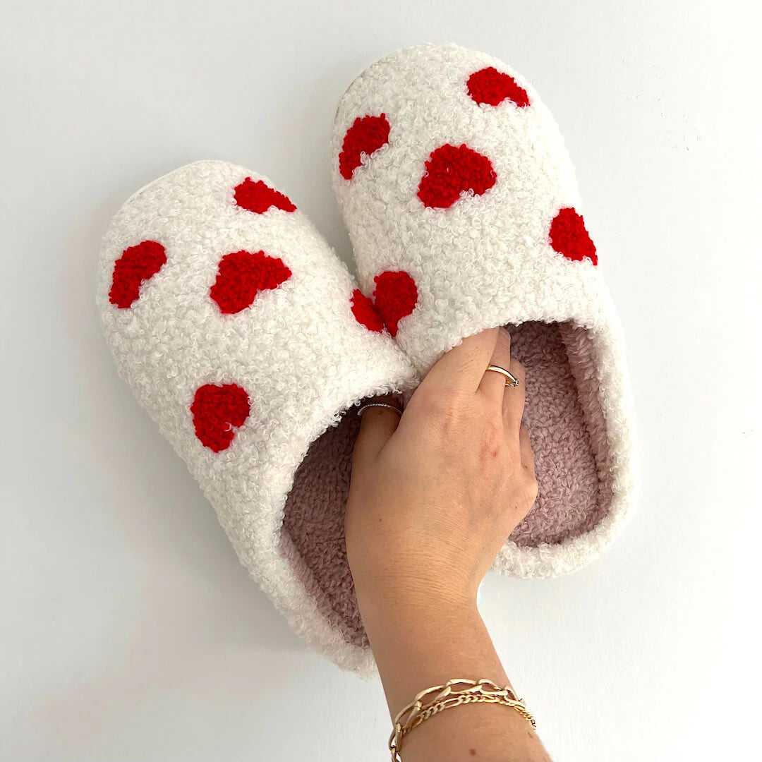 Hearted Plush Slippers