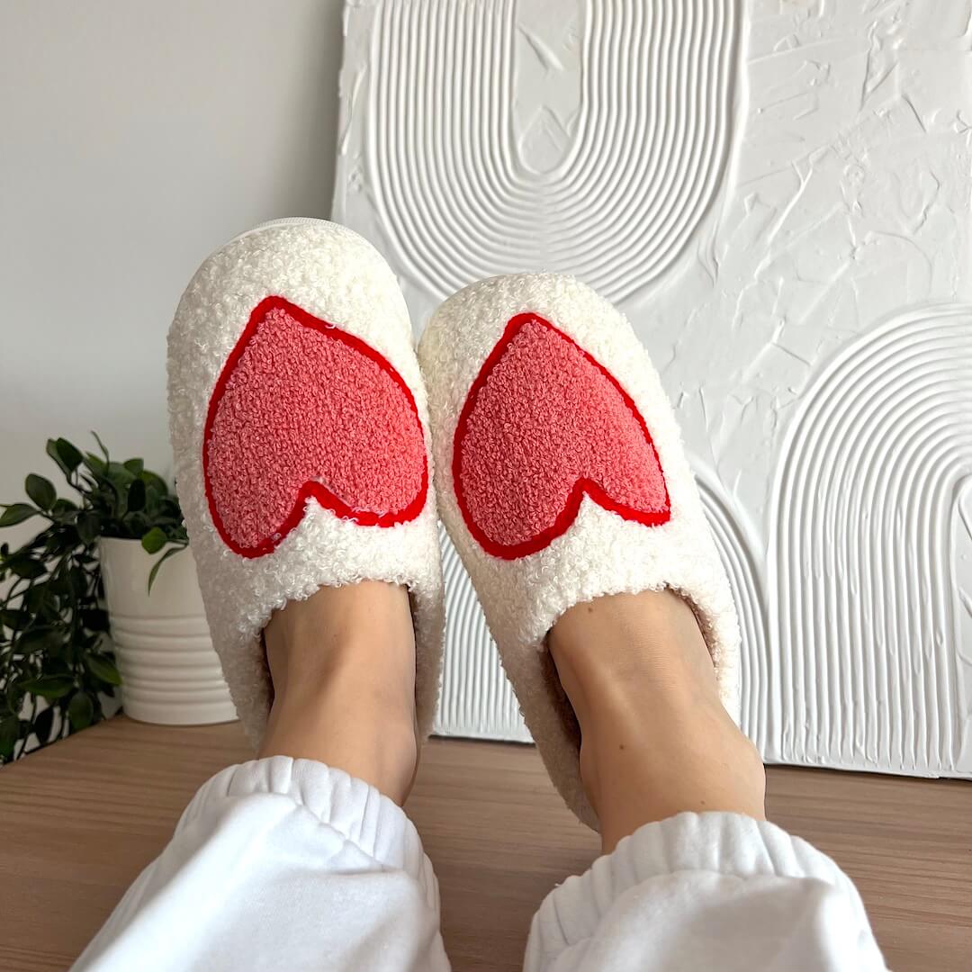 Big Heart Plush Slippers