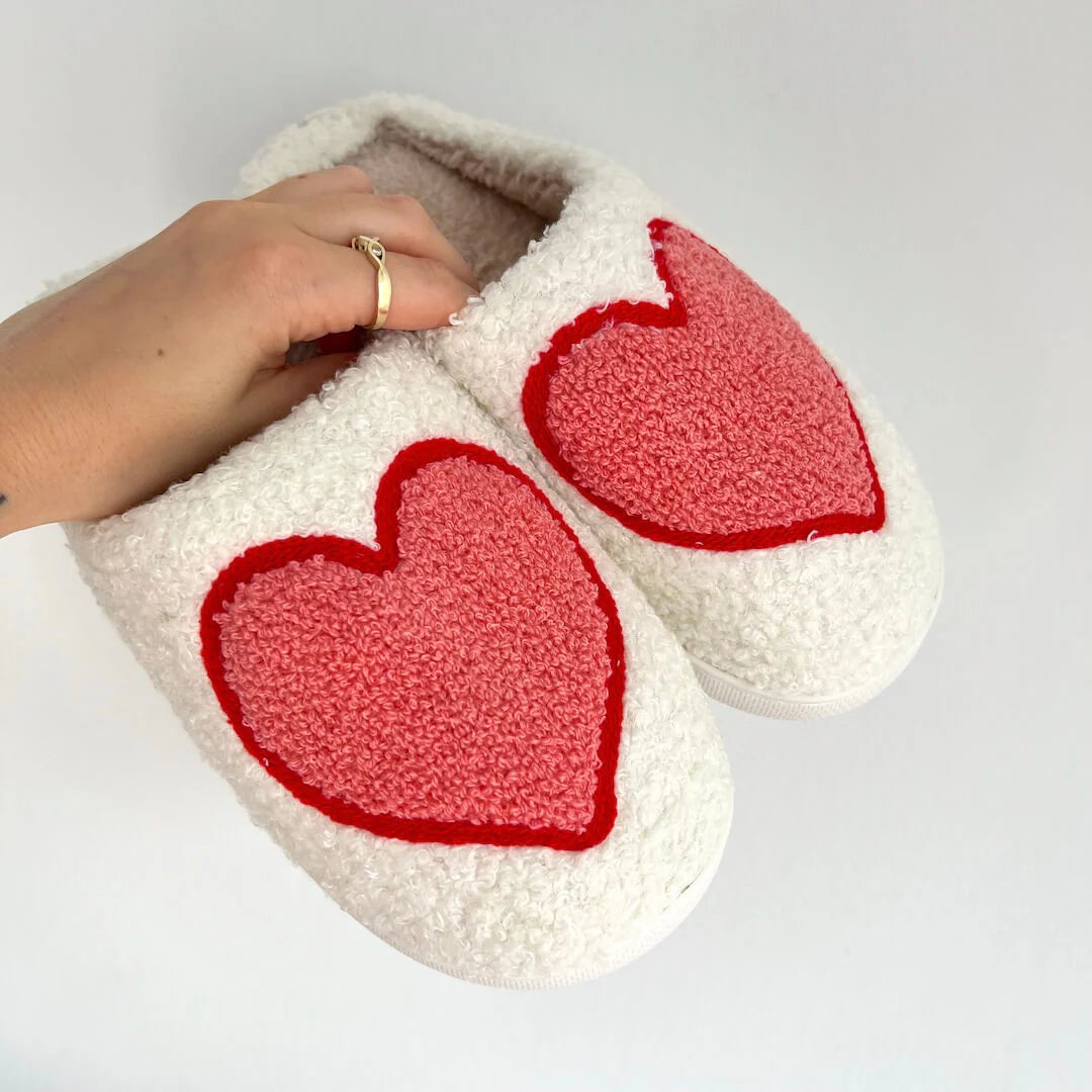 Big Heart Plush Slippers