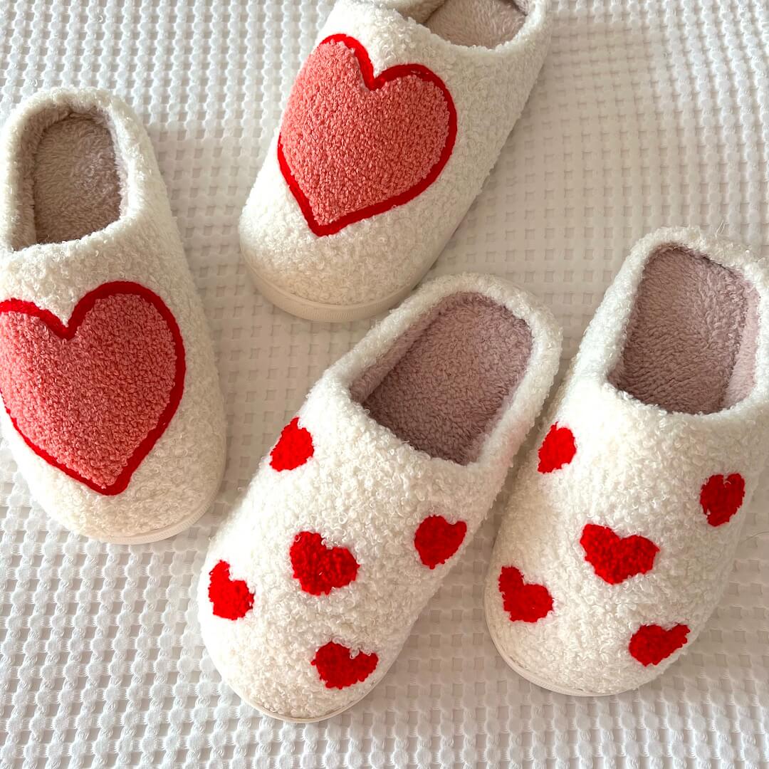 Hearted Plush Slippers