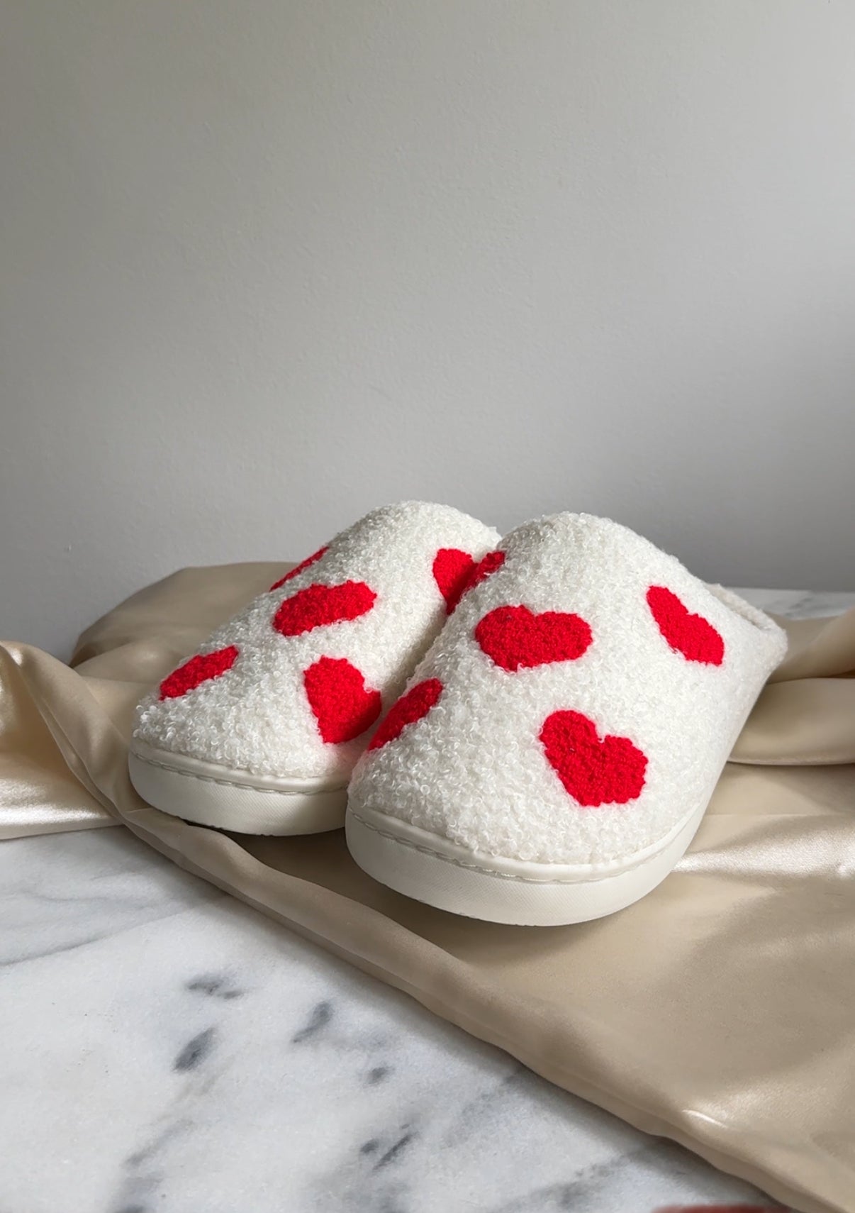 Hearted Plush Slippers
