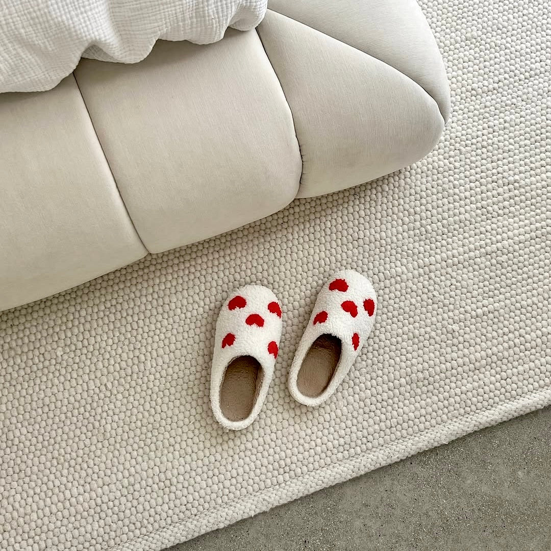 Hearted Plush Slippers