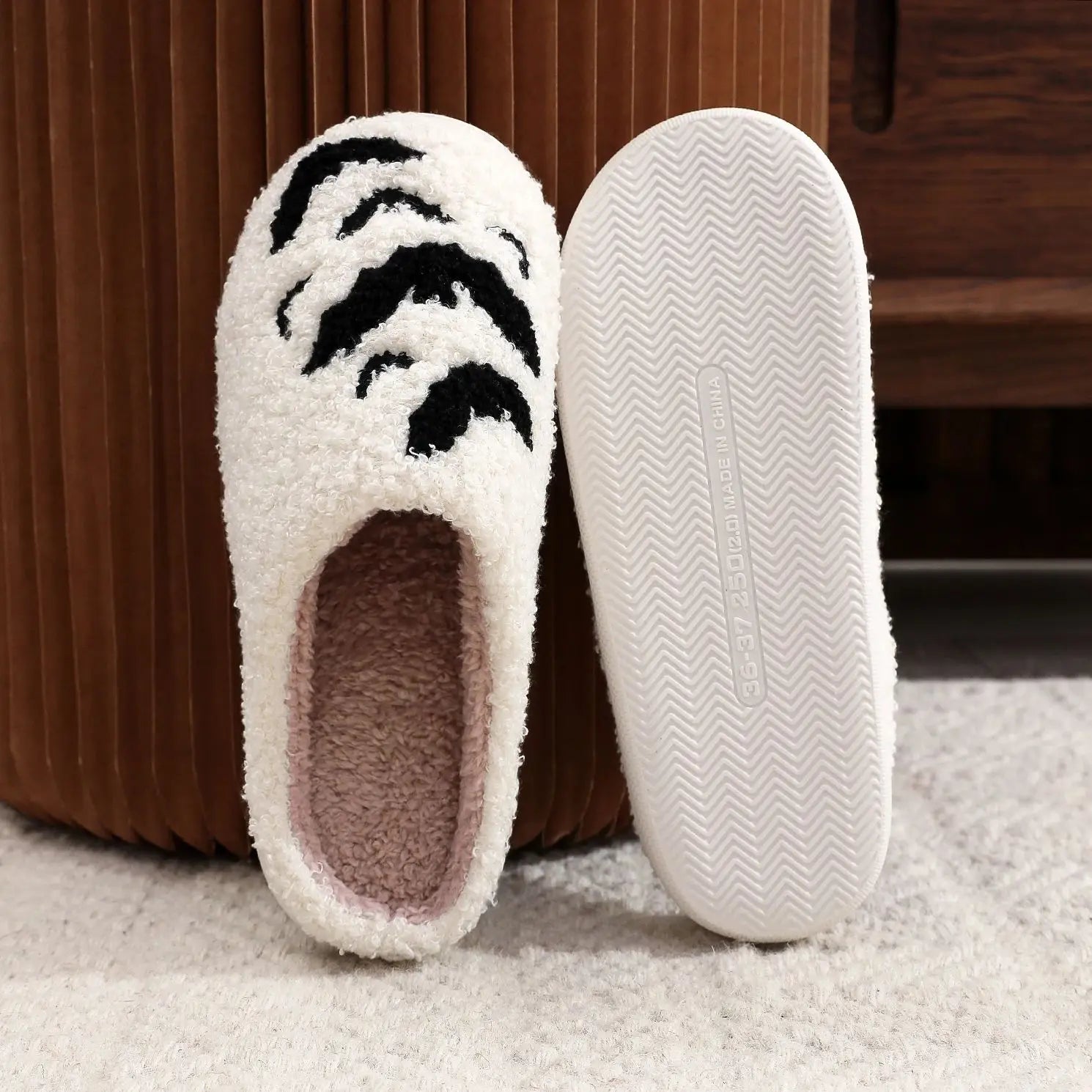 White Halloween Bat Plush Slippers