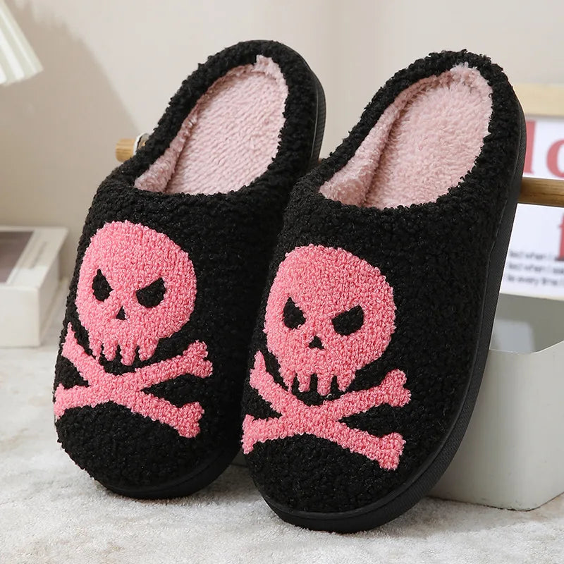Poison Skull Halloween Plush Slippers