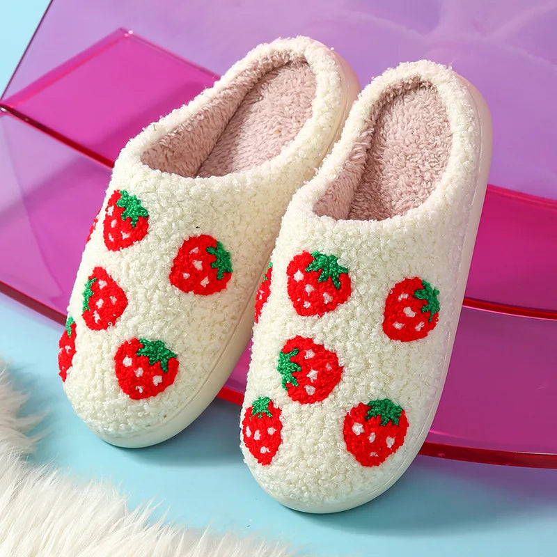 Strawberry Plush Slippers