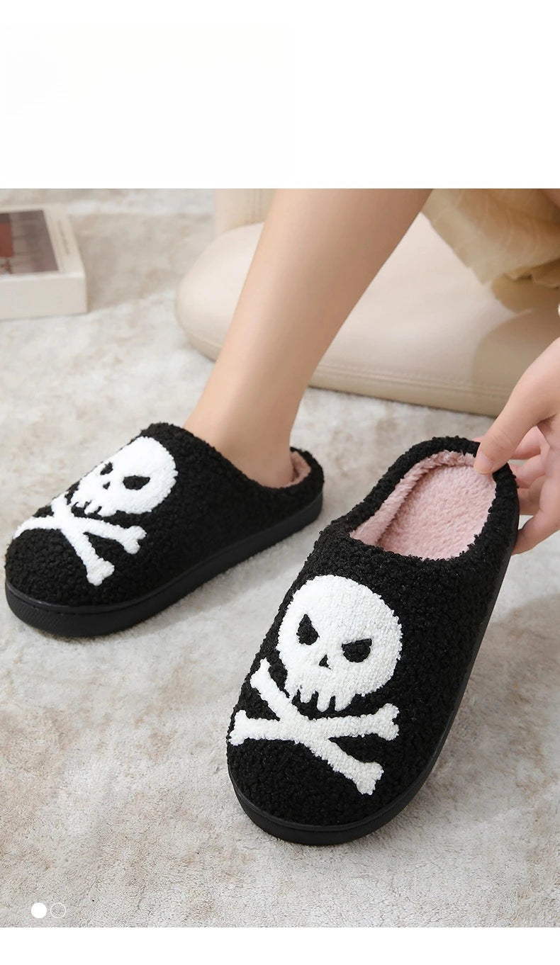 Poison Skull Halloween Plush Slippers