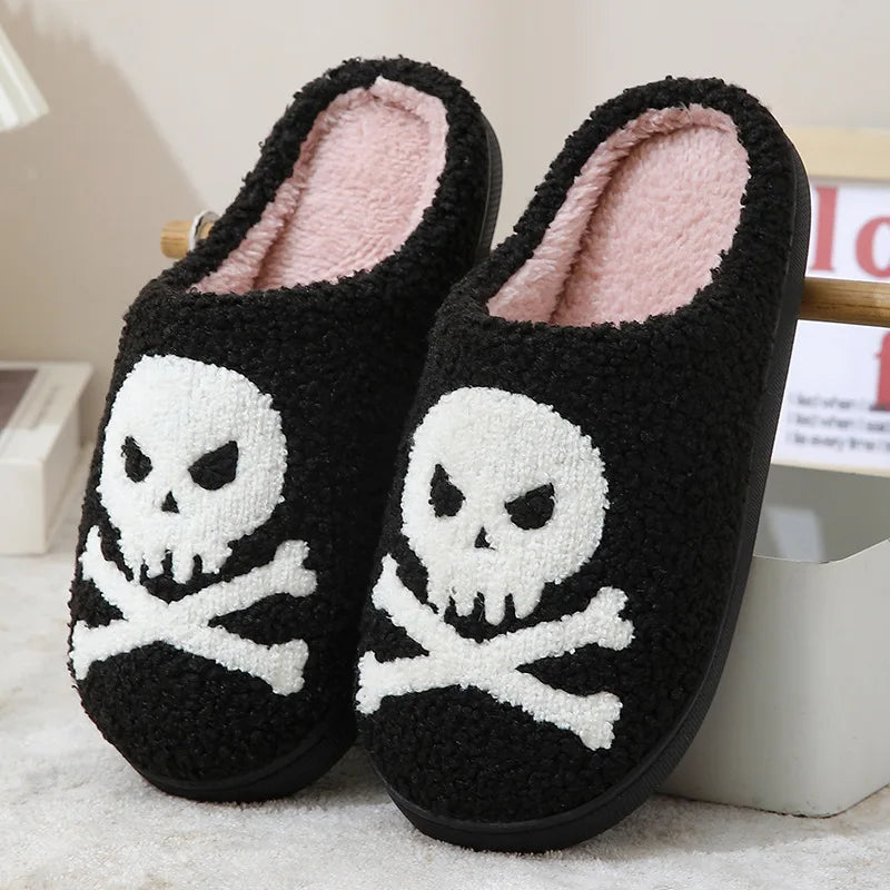 Poison Skull Halloween Plush Slippers