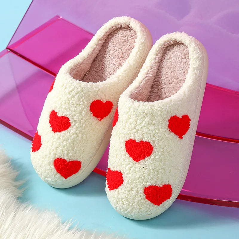 Hearted Plush Slippers