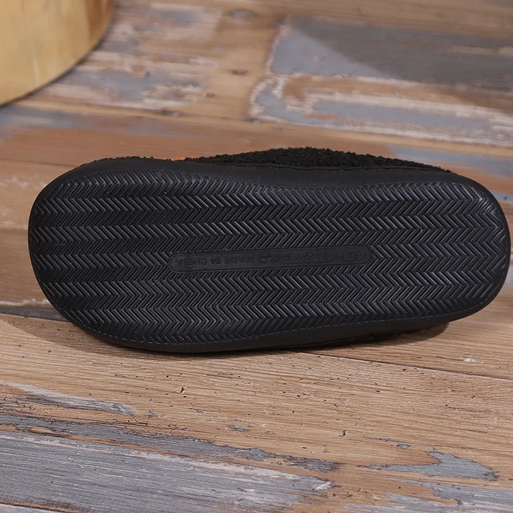 Black Halloween Pumpkin Plush Slippers
