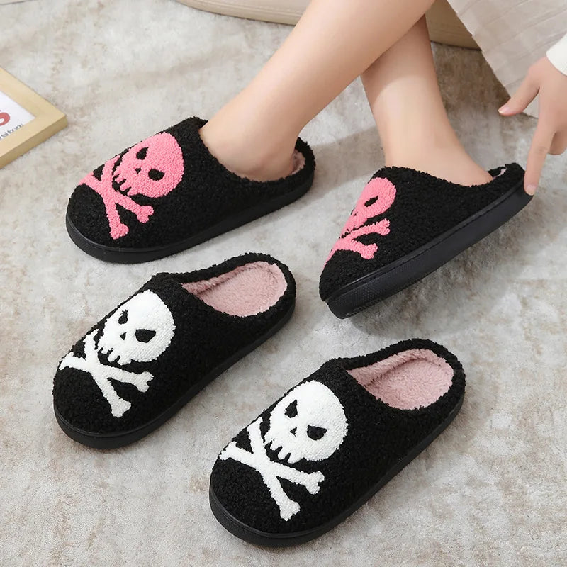 Poison Skull Halloween Plush Slippers