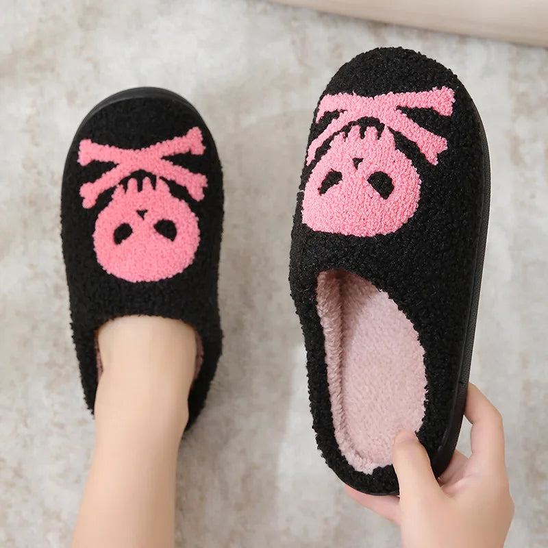 Poison Skull Halloween Plush Slippers