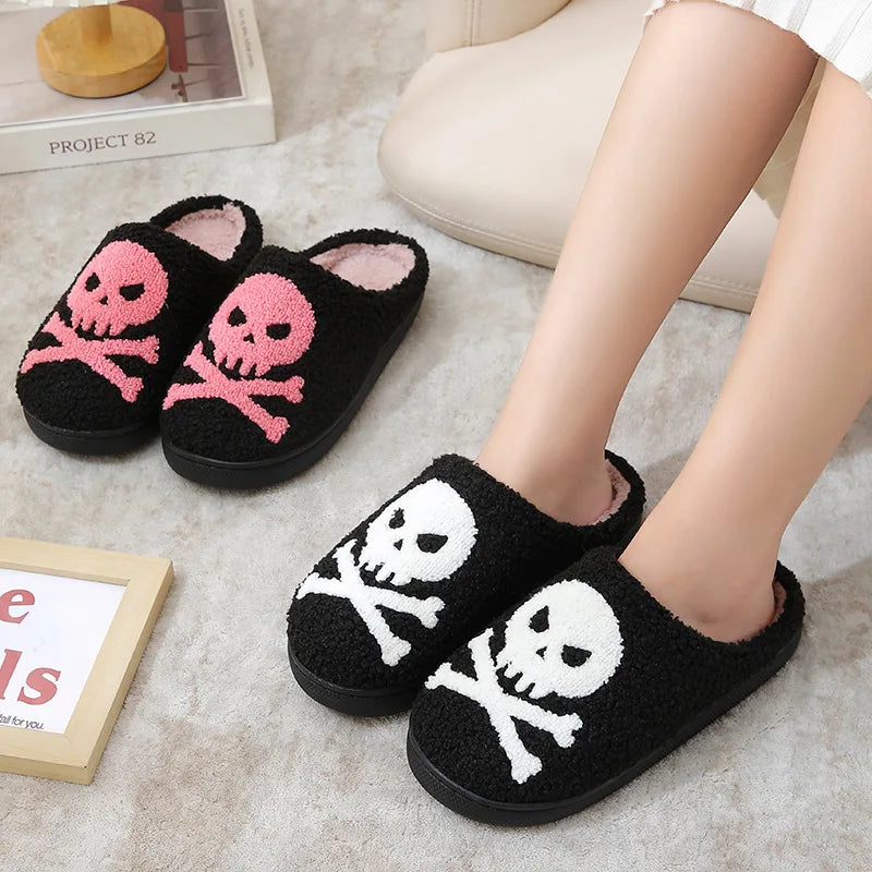 Poison Skull Halloween Plush Slippers