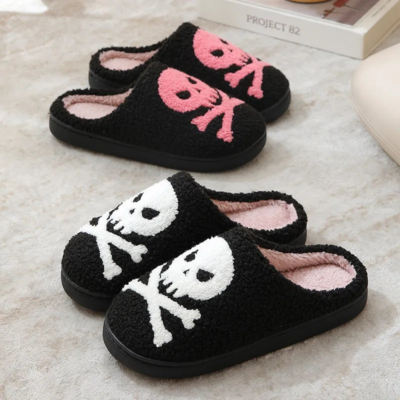 Poison Skull Halloween Plush Slippers