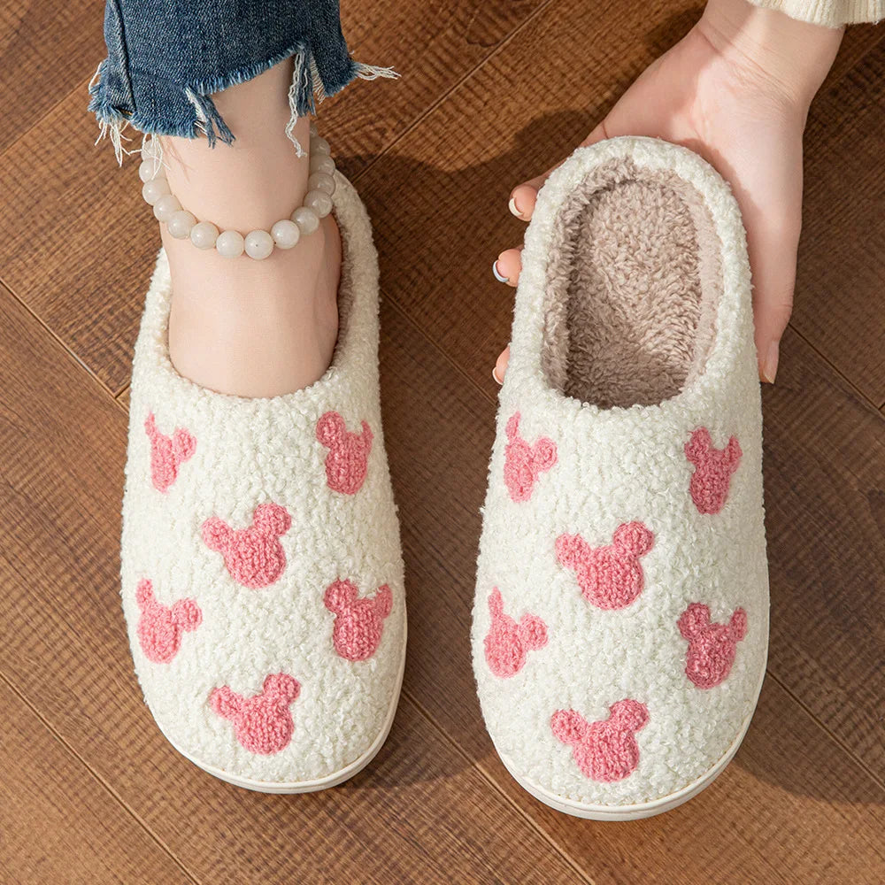 Pink Minnie Plush Slippers