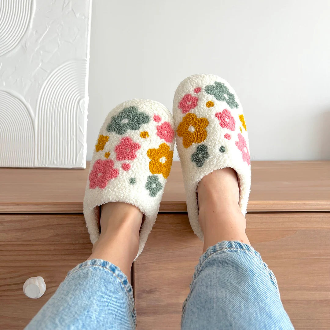 Spring Flowers Plush Slippers